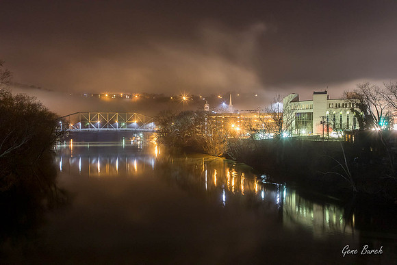 Frankfort, Kentucky Singing Bridge, Ky River at Night